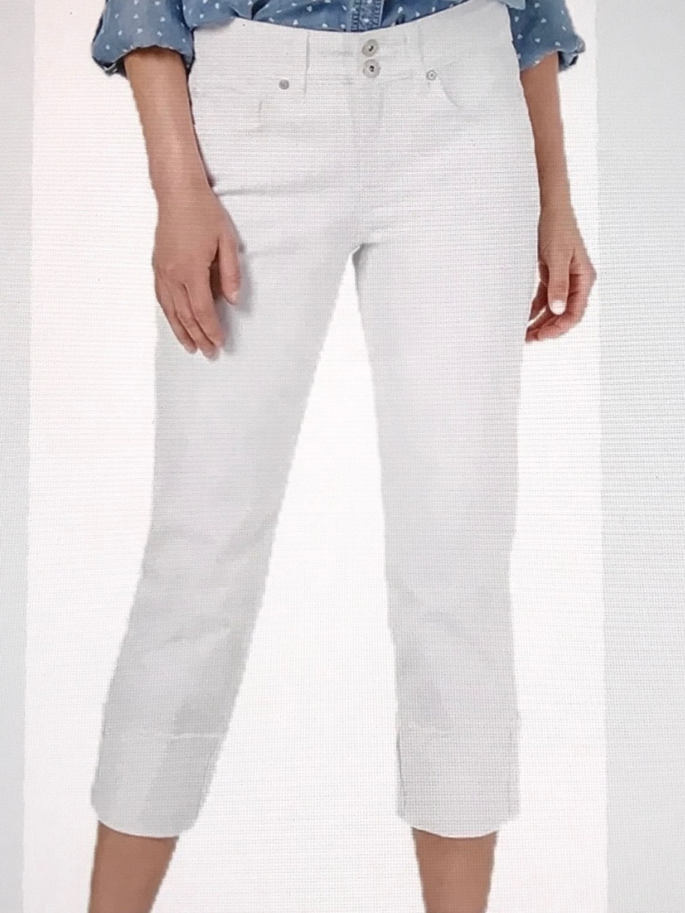 STYLE & CO Distressed Jeans White High Rise Capri Women’s Plus Size 18 NWT